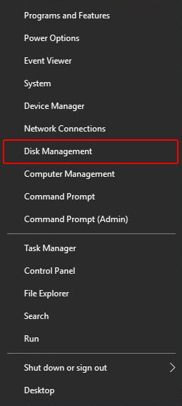 Wählen Sie die Datenträgerverwaltung im Windows-Hauptmenü