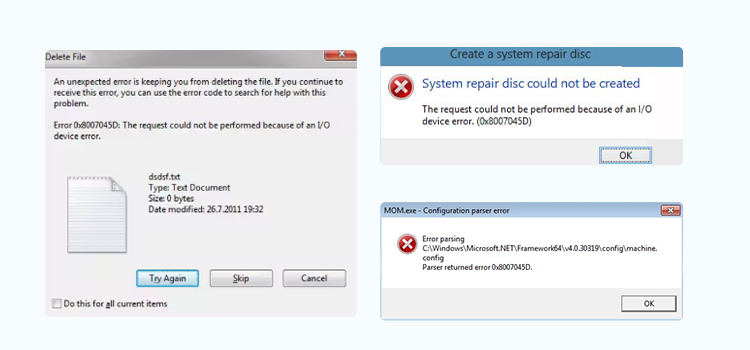 Fehlercode 0x8007045D