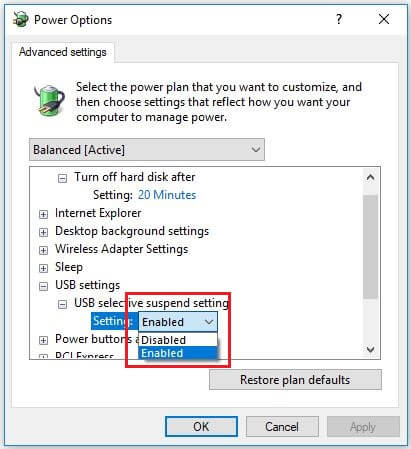 USB-Selektiv-Suspend-Einstellungen