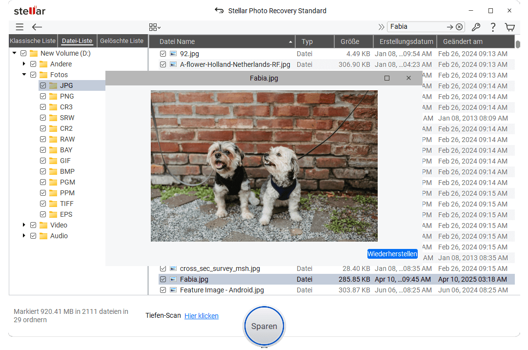 Scannen und Wiederherstellen